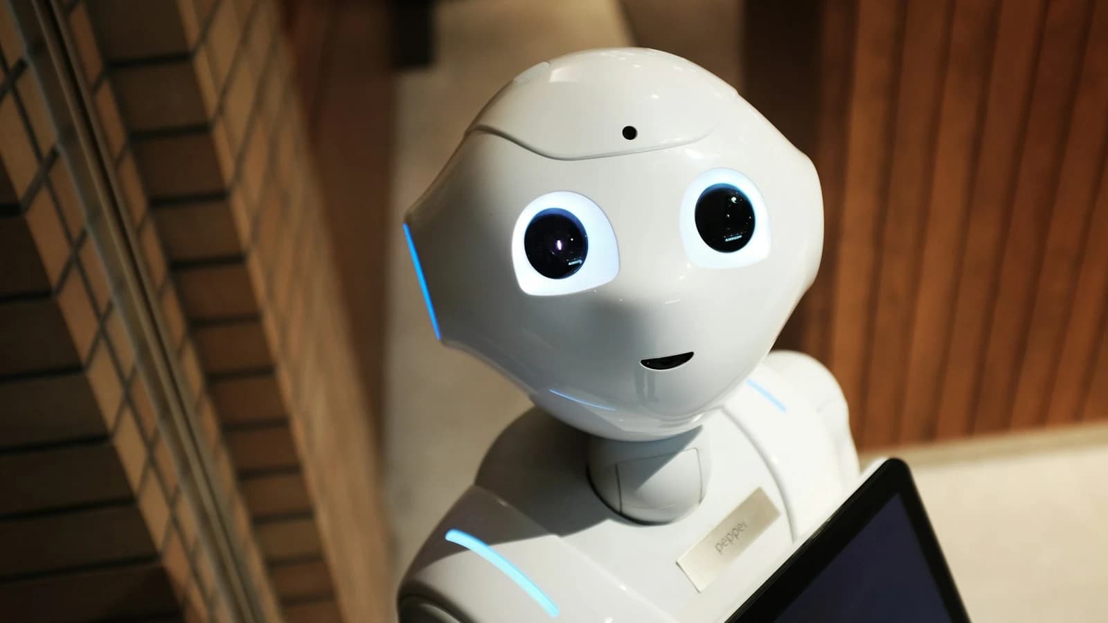 A humanoid robot representing artificial intelligence.