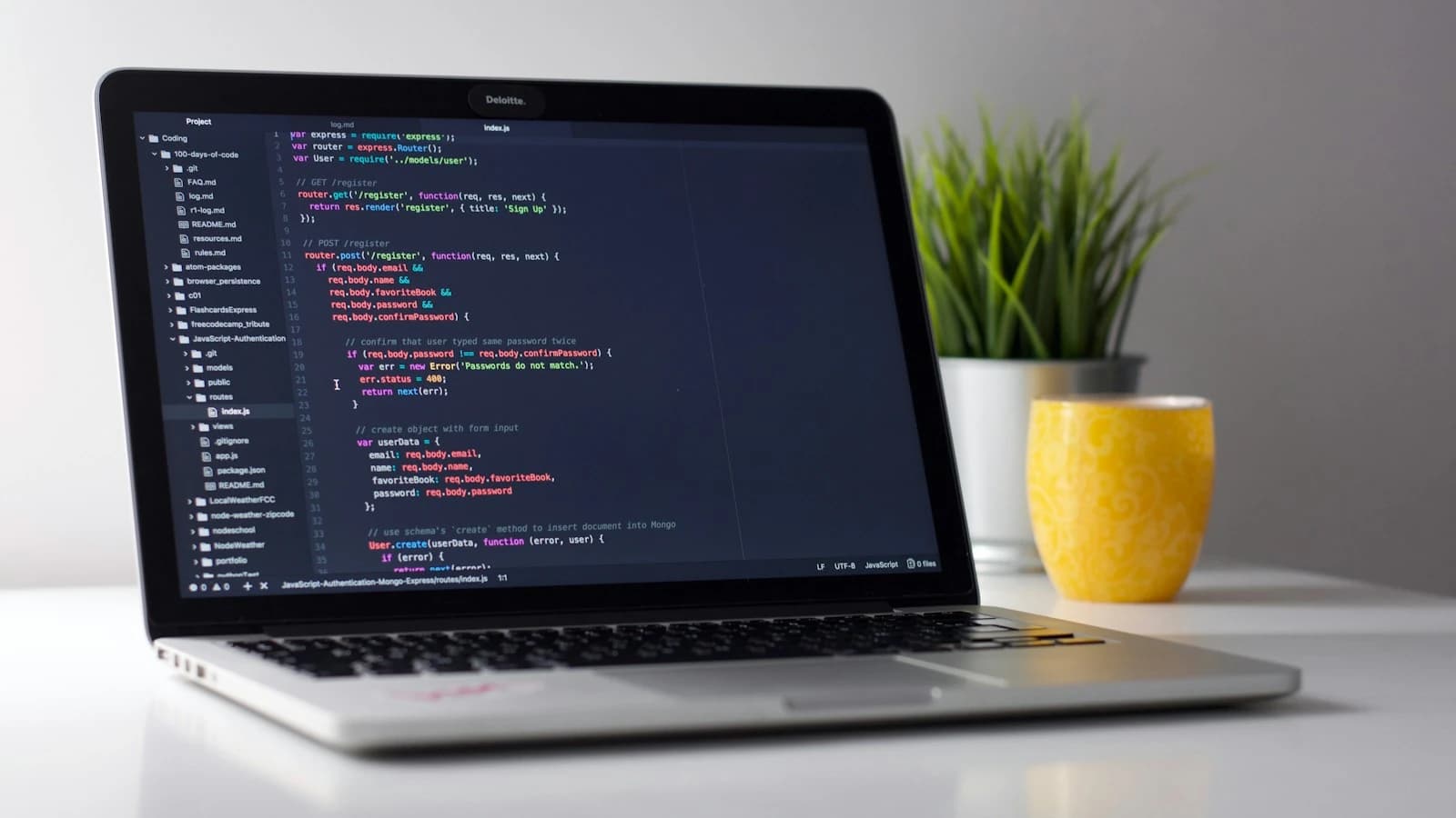 A developer’s laptop illustrating Java and Spring Boot application development.