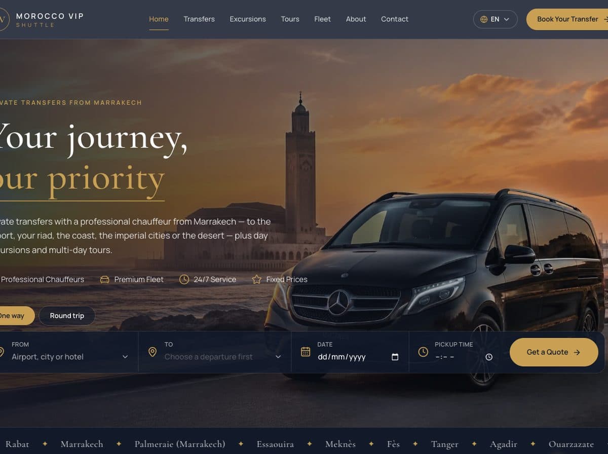 Morocco VIP Shuttle website