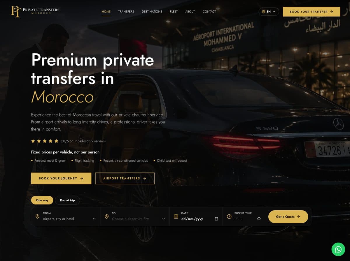 Private Transfers Morocco website