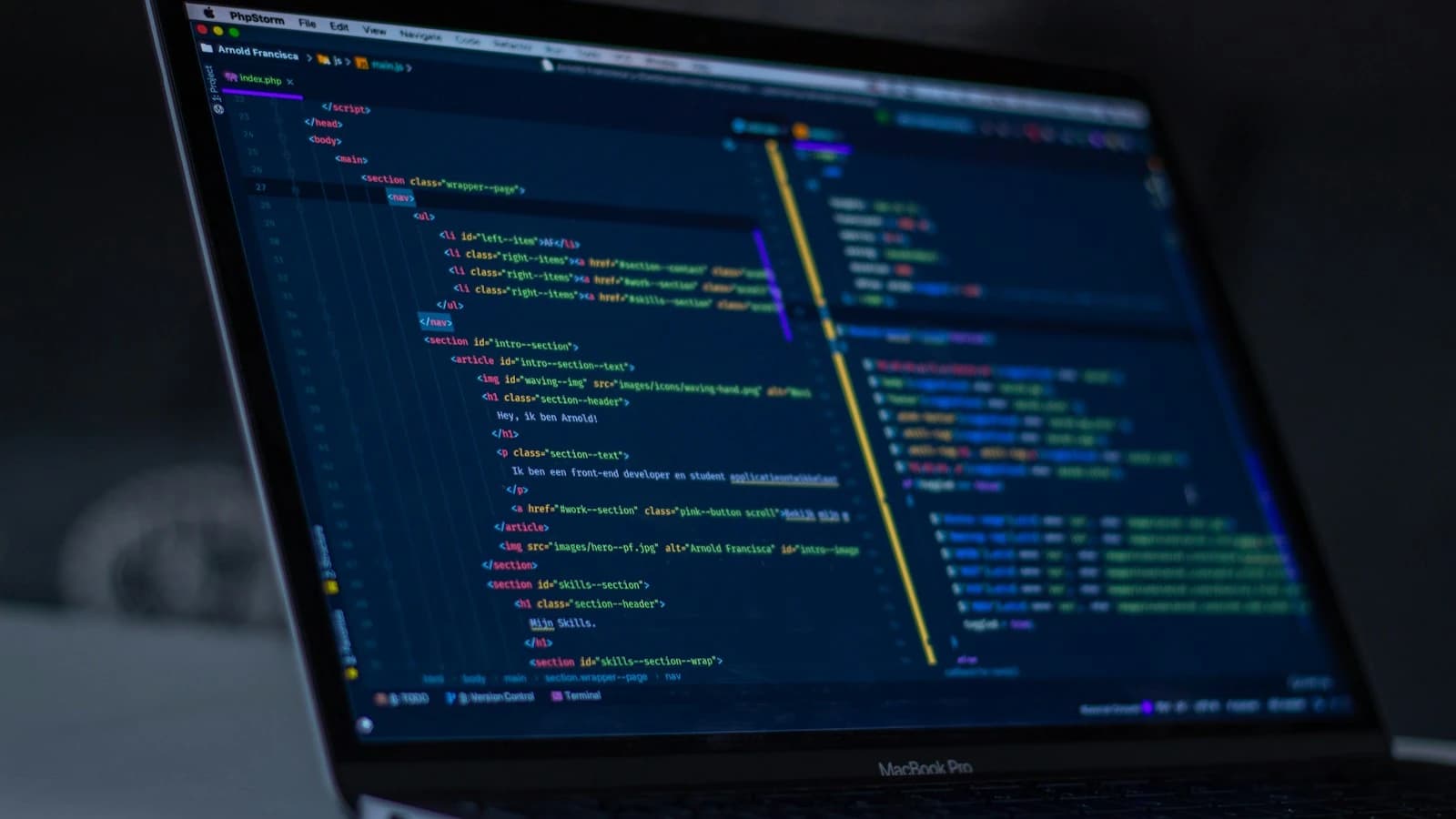 Source code on a screen illustrating TypeScript backend development.